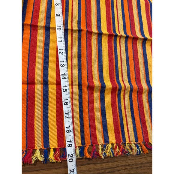 Summer Living 13”x17” cloth orange blue yellow striped placemats and napkins - Picture 7 of 9